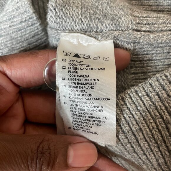 H&M Grey Cotton Double Breasted Collared Knit Cardigan Sweater Size M - Picture 11 of 13